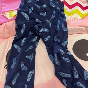 Garanimals Navy Leggings with Glittery Blue Feathers